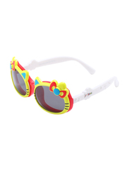 Atom Kids Polarized Full Rim Oval Sunglasses for Girls, Grey Lens, K107-8, 3-10 Years, Yellow/Red/White