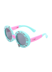 Atom Kids Polarized Full Rim Round Sunglasses for Girls, Grey Lens, K105-3, 3-10 Years, Green/Pink
