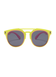 Atom Kids Polarized Full Rim Round Sunglasses for Girls, Grey Lens, K112-10, 3-10 Years, Yellow/Pink