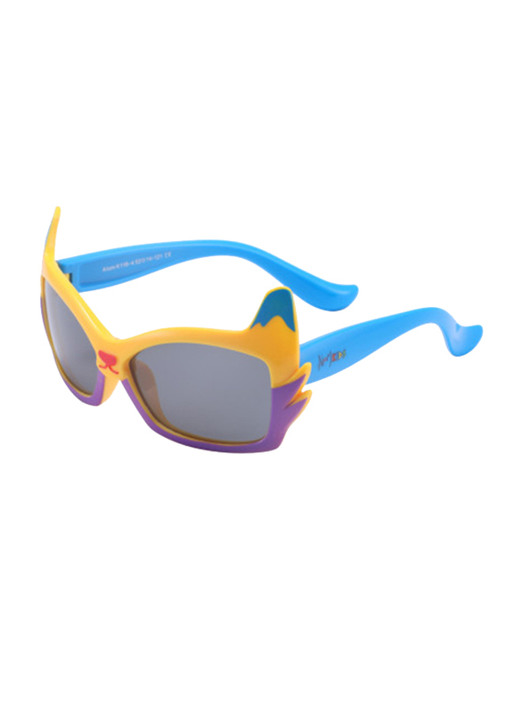 Atom Kids Polarized Full Rim Square Sunglasses for Boys, Grey Lens, K116-4, 3-10 Years, Yellow/Purple/Blue