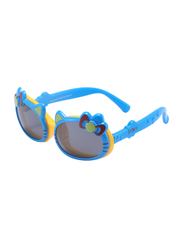 Atom Kids Polarized Full Rim Oval Sunglasses for Girls, Grey Lens, K107-9, 3-10 Years, Blue/Yellow