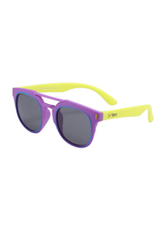 Atom Kids Polarized Full Rim Round Sunglasses for Girls, Grey Lens, K112-5, 3-10 Years, Purple/Yellow