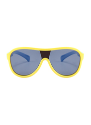 Atom Kids Polarized Full Rim Aviator Sunglasses for Boys, Grey Lens, K110-3, 3-10 Years, Yellow/Blue
