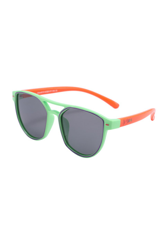 Atom Kids Polarized Full Rim Round Sunglasses for Boys, Grey Lens, K111-6, 3-10 Years, Green/Orange