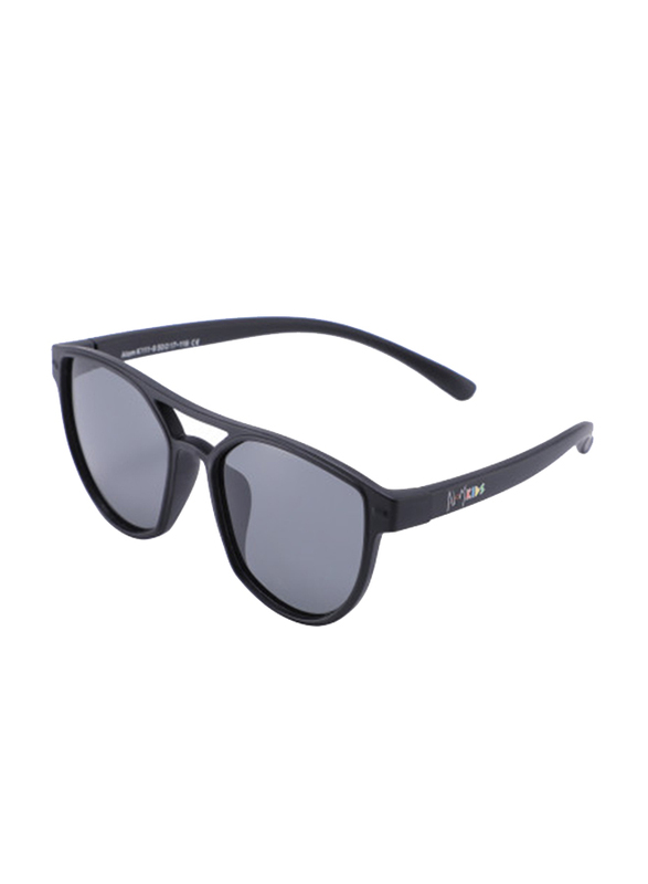 Atom Kids Polarized Full Rim Round Sunglasses for Boys, Grey Lens, K111-9, 3-10 Years, Black