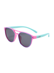 Atom Kids Polarized Full Rim Round Sunglasses for Girls, Grey Lens, K111-5, 3-10 Years, Pink/Green