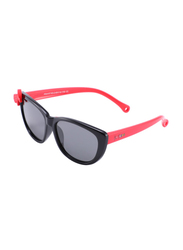 Atom Kids Polarized Full Rim Cat-Eye Sunglasses for Girls, Grey Lens, K118-2, 3-10 Years, Black/Red