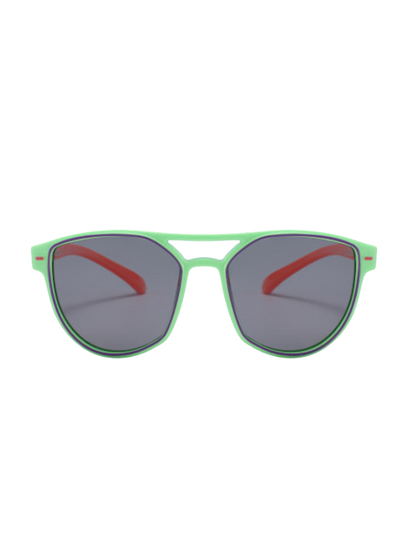 Atom Kids Polarized Full Rim Round Sunglasses for Boys, Grey Lens, K111-6, 3-10 Years, Green/Orange