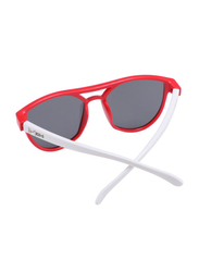 Atom Kids Polarized Full Rim Round Sunglasses for Boys, Grey Lens, K111-7, 3-10 Years, Red/White