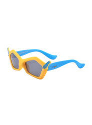 Atom Kids Polarized Full Rim Hexagon Sunglasses for Boys, Grey Lens, K109-2, 3-10 Years, Yellow/Blue