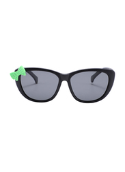 Atom Kids Polarized Full Rim Cat-Eye Sunglasses for Girls, Grey Lens, K118-1, 3-10 Years, Black