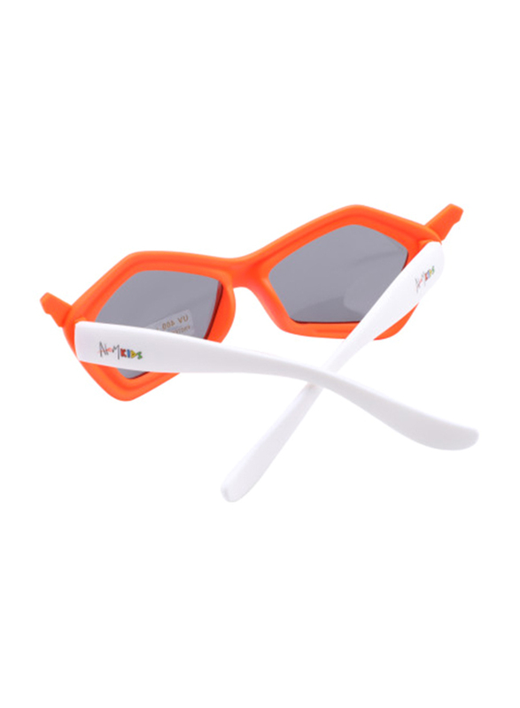 Atom Kids Polarized Full Rim Hexagon Sunglasses for Boys, Grey Lens, K109-1, 3-10 Years, Orange/White