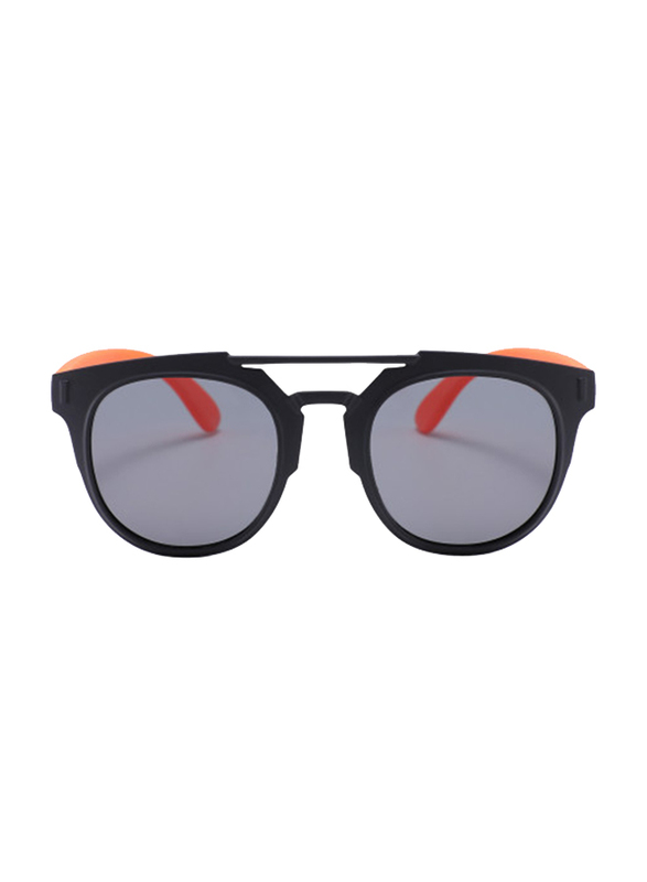 Atom Kids Polarized Full Rim Round Sunglasses for Boys, Grey Lens, K112-8, 3-10 Years, Black/Orange