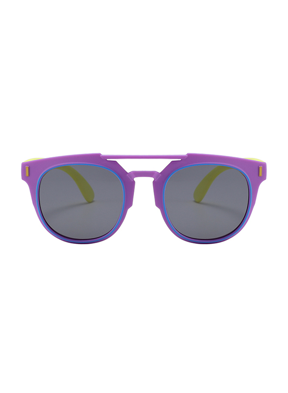 Atom Kids Polarized Full Rim Round Sunglasses for Girls, Grey Lens, K112-5, 3-10 Years, Purple/Yellow