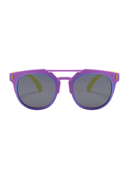 Atom Kids Polarized Full Rim Round Sunglasses for Girls, Grey Lens, K112-5, 3-10 Years, Purple/Yellow