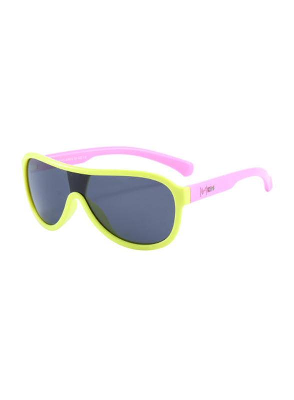 Atom Kids Polarized Full Rim Aviator Sunglasses for Girls, Grey Lens, K110-4, 3-10 Years, Bright Yellow/Pink