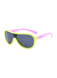 Atom Kids Polarized Full Rim Aviator Sunglasses for Girls, Grey Lens, K110-4, 3-10 Years, Bright Yellow/Pink