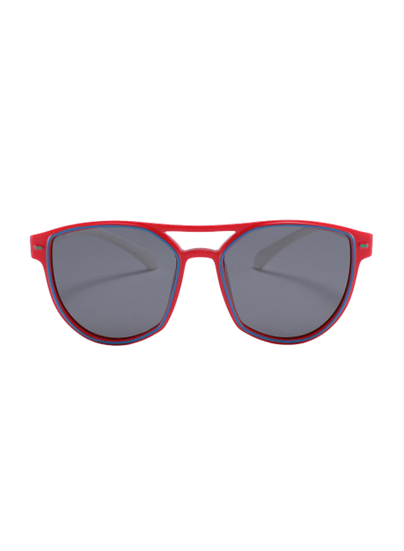 Atom Kids Polarized Full Rim Round Sunglasses for Boys, Grey Lens, K111-7, 3-10 Years, Red/White
