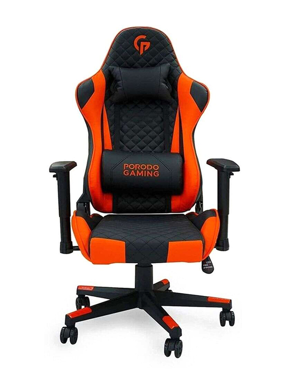 

Porodo Adjustable Backrest and Armrest with cushion Professional Gaming Chair, Black/Orange