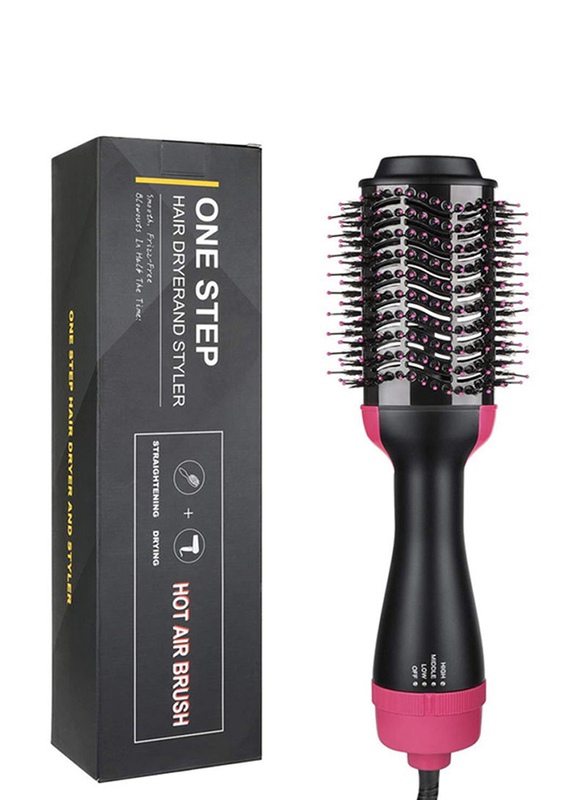 

Unbranded One Step Hair Dryer & Styler Brush Comb, Black/Pink