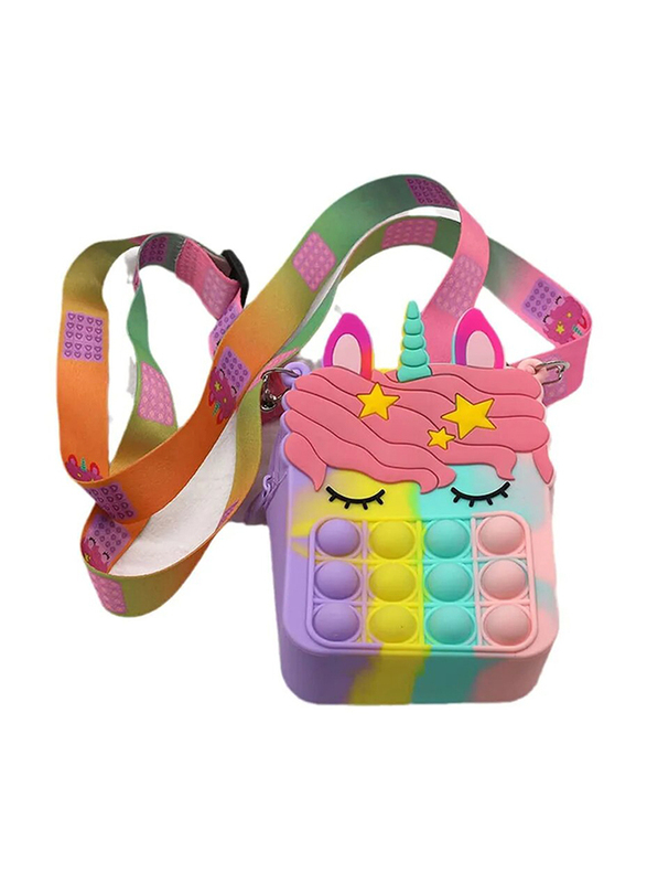 

Prime Unicorn Shoulder Bag Pop Push Bubble Fidget Sensory Stress Release Toys, Ages 2+, Multicolour