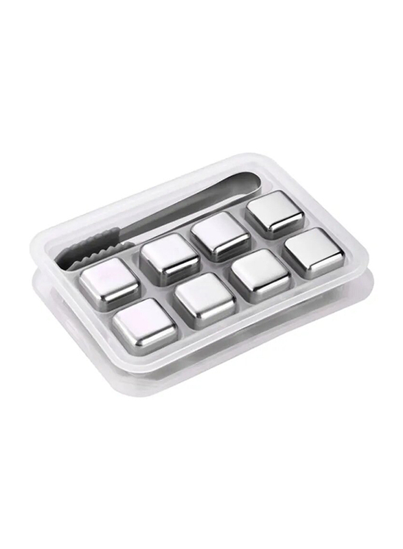

Generic 10-Piece Reusable Stainless Steel Ice Cube Mold with Tray and Tong Set, Silver