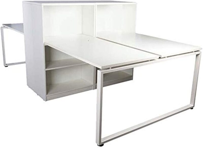 

Mahmayi Projekt Modern Workstation with Side Cabinet Bookcase, White
