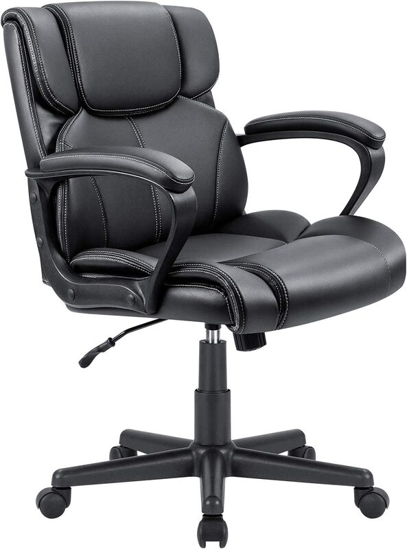 

Furmax Mid Back Office Executive Swivel Computer Task Chair with Armrests and Lumbar Support, Black