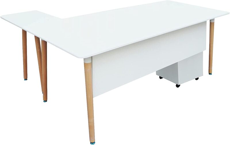 

Mahmayi HYT34-18L Modern Office Workstation with Godrej OEM-3 Drawer, Mobile Storage Unit for Front Office Use, 180cm, White