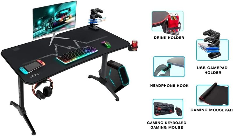 

Mahmayi Contra Gaming Table with Carbon Fiber, AT160HD, Black