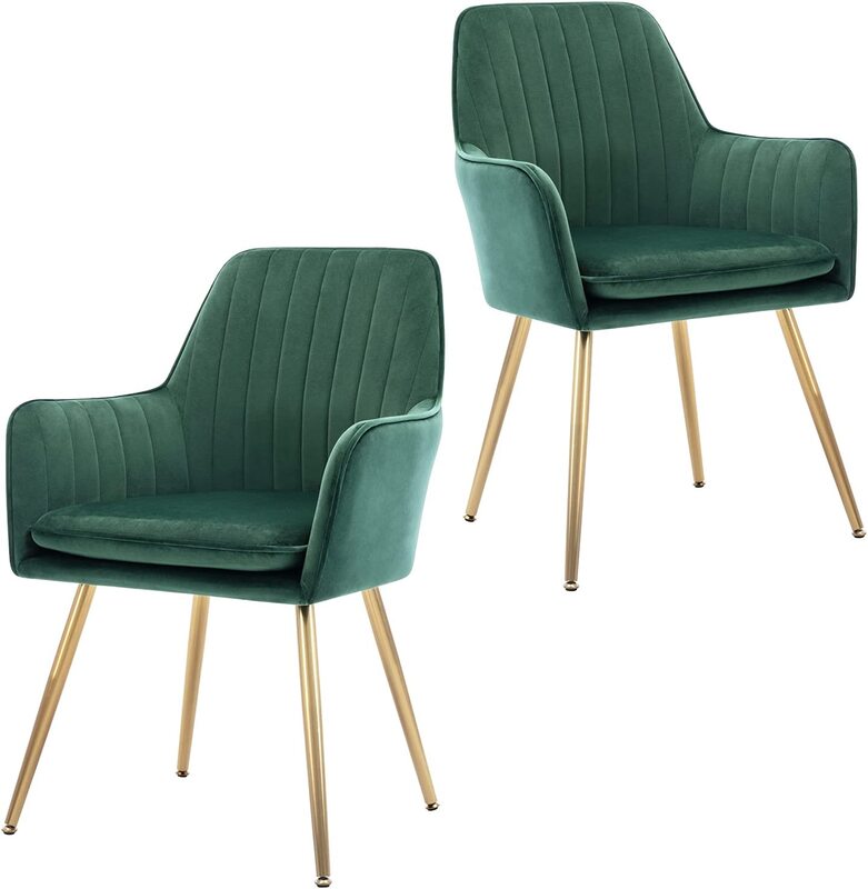 

Mahmayi Velvet Leisure Arm Chair Set with Gold Plated Legs, 2 Pieces, Green