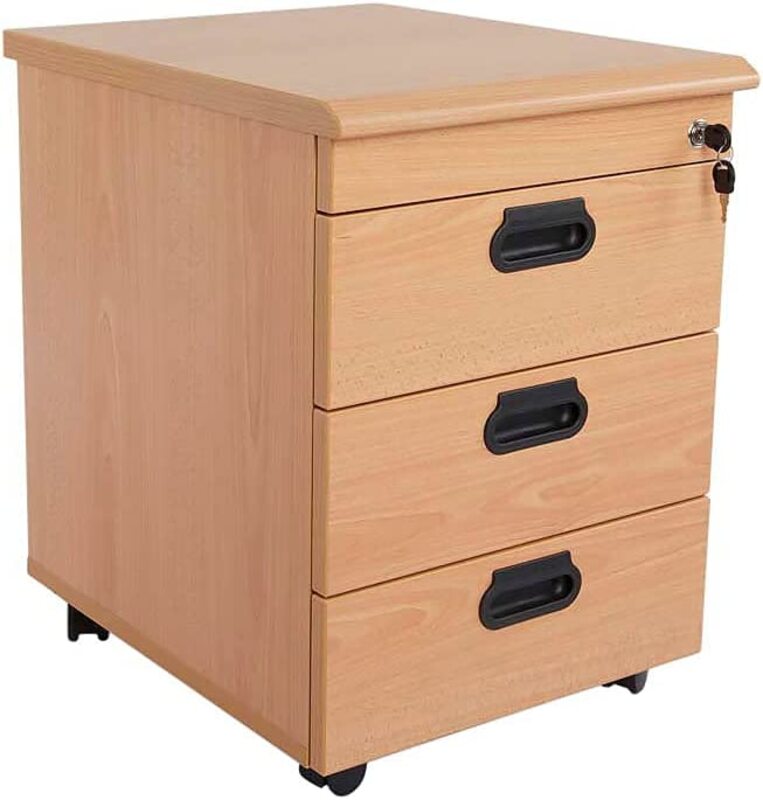 

Mahmayi 3-Drawers Particle Board Rolling File Cabinet, Brown