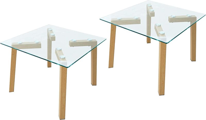 

Mahmayi Alto M030-120 Modern Glass Coffee Table, 2 Pieces, Beige
