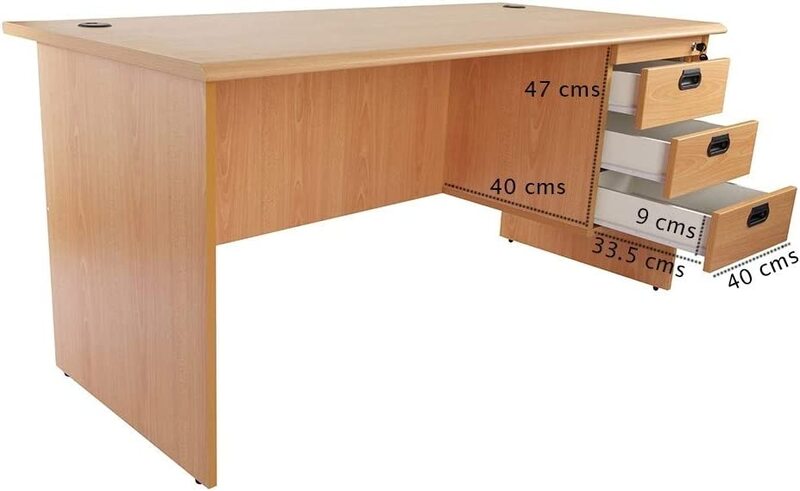 

Mahmayi Bess Plain L Shaped Office Desk with Fixed Drawers, 180cm, Beige