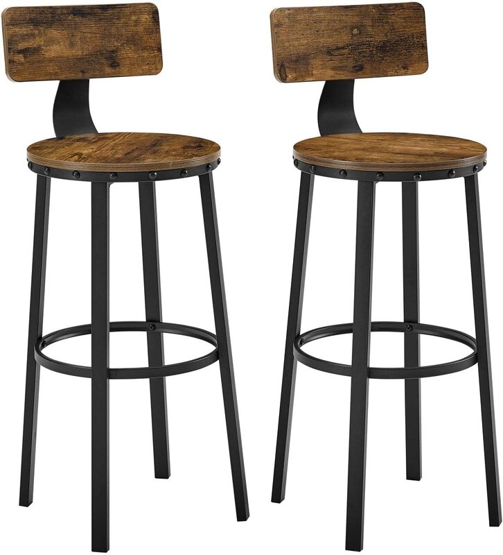 

Vasagle Tall Kitchen Bar Stool Set with Backrest, 2 Pieces, ULBC026B01, Rustic Brown/Black