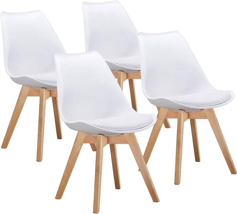 

Mahmayi Retro Dining Modern Chairs, 4 Pieces, White