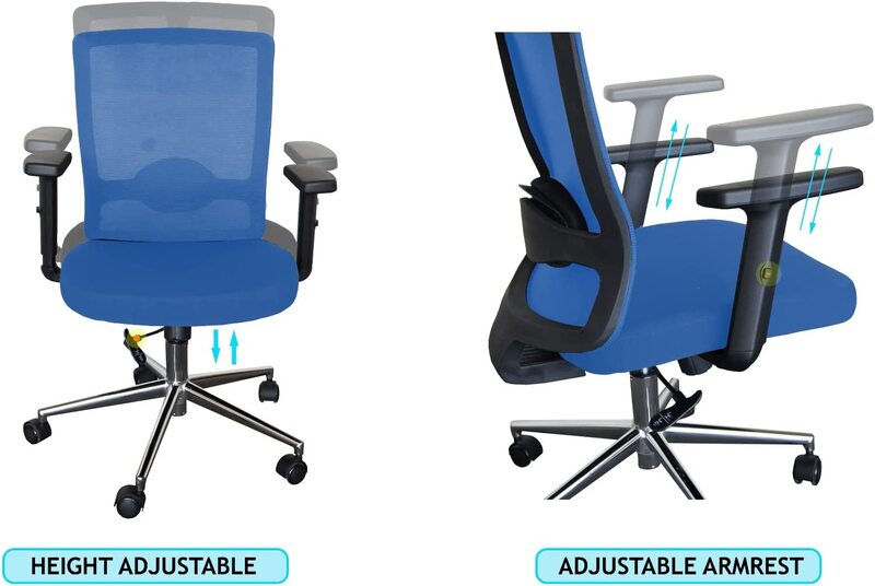 

Mahmayi Modern Ergonomic Office Chair with Armrests & Wheels, Blue