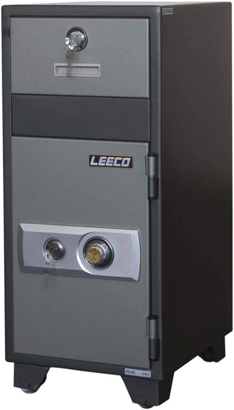 

Mahmayi Leeco PD20 Deposit Safe with Front Lockable Drawer, Hammer Tone Paint Finish Dial and Key, 85Kg, EPD20DK, Grey
