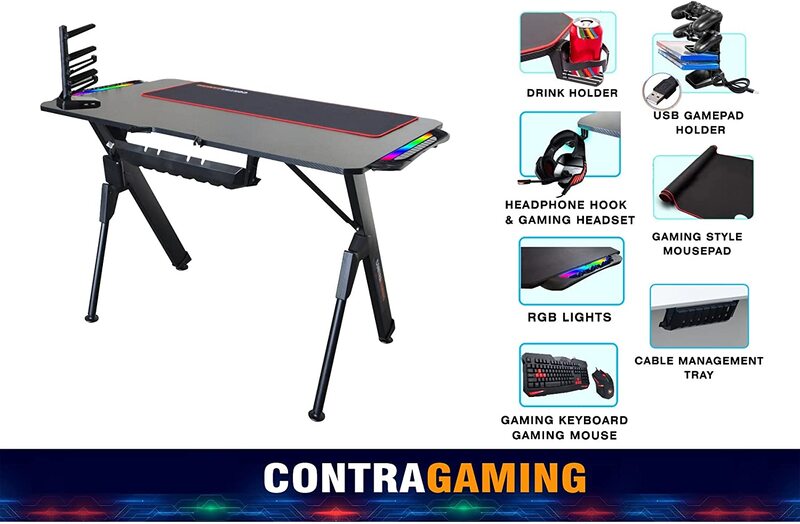 

Mahmayi Plain Contra Gaming Desk, TJ HYG-01, Black