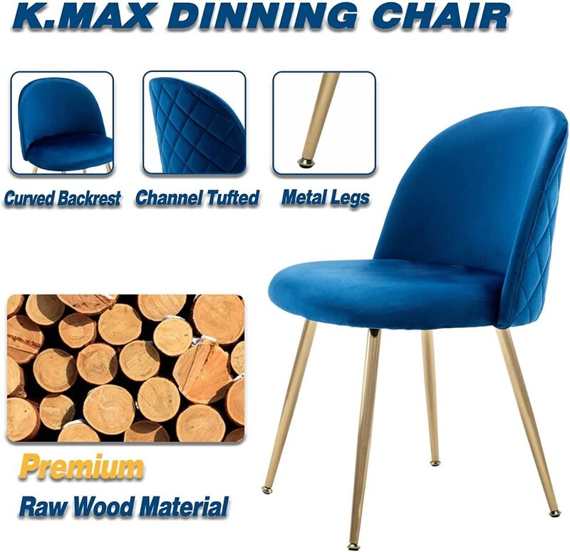

Mahmayi HYDC020 Modern Kitchen Velvet Upholstered Accent Chair, Blue