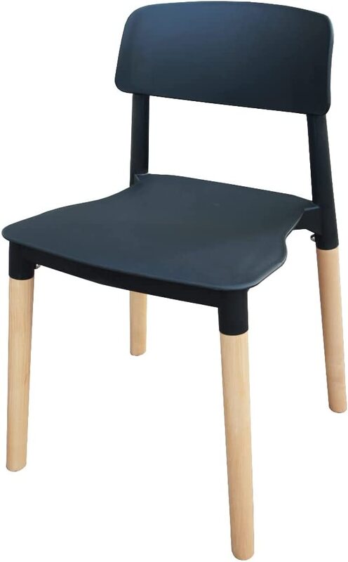 

Mahmayi Plastic Moulded Wooden Legs Dining Chair, Black