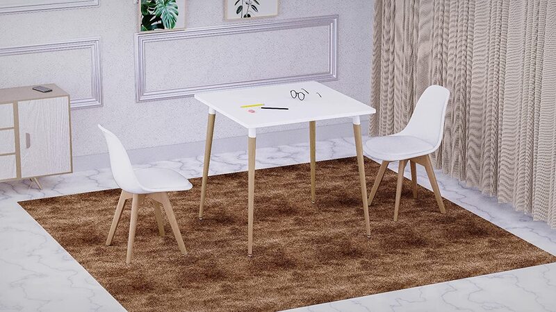 

Mahmayi Simple Modern Design Dining Table with 2 Chair Set, White