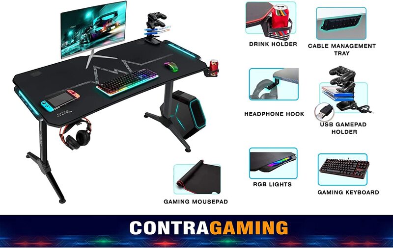 

Mahmayi 1160 Contra L Shaped Gaming Desk, Black