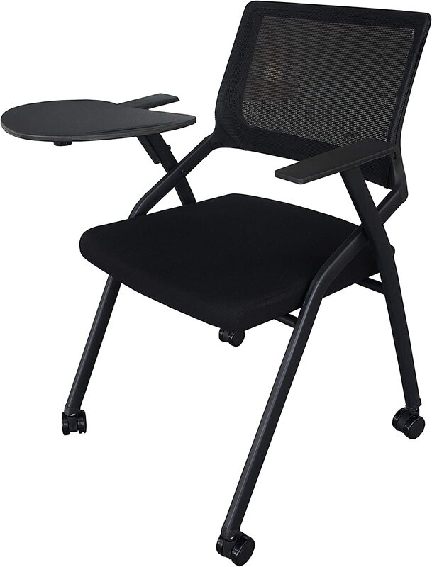 

Mahmayi 632L Foldable Chair with Wheels & Writing Pad, Black