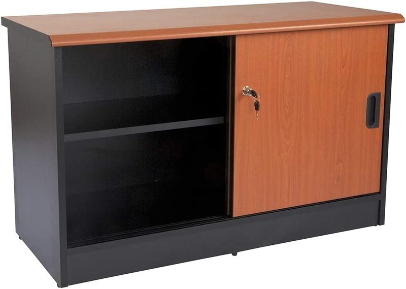 

Mahmayi Silini L Shaped Office Desk with Mobile Drawers, 160cm, Cherry/Black