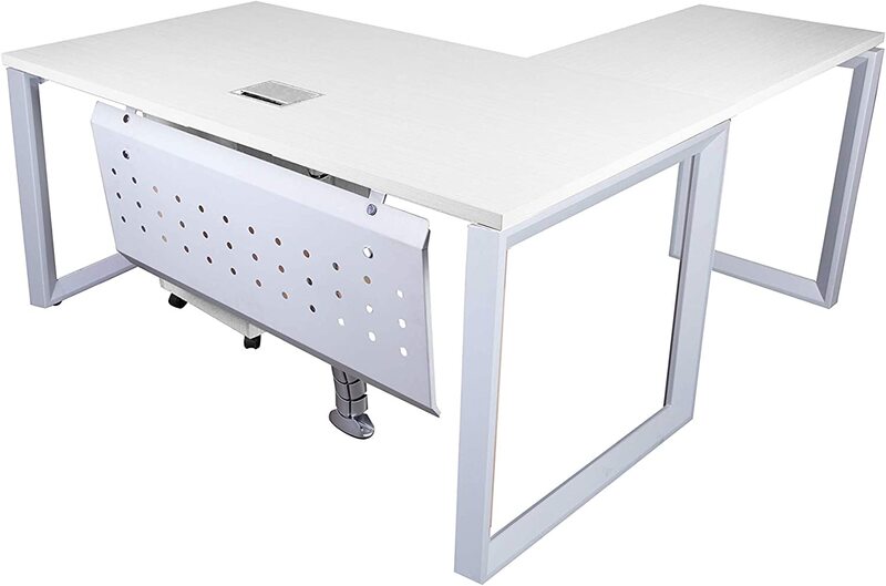 

Mahmayi Vorm 136-14L Modern L Workstation Desk with 3 Drawer, White