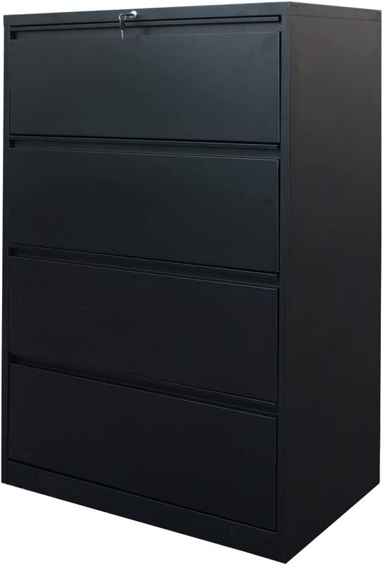 

Mahmayi Godrej OEM 4 Drawer Lateral Steel Filing Cabinet with Locks, File Cabinet for Office and Home, Black