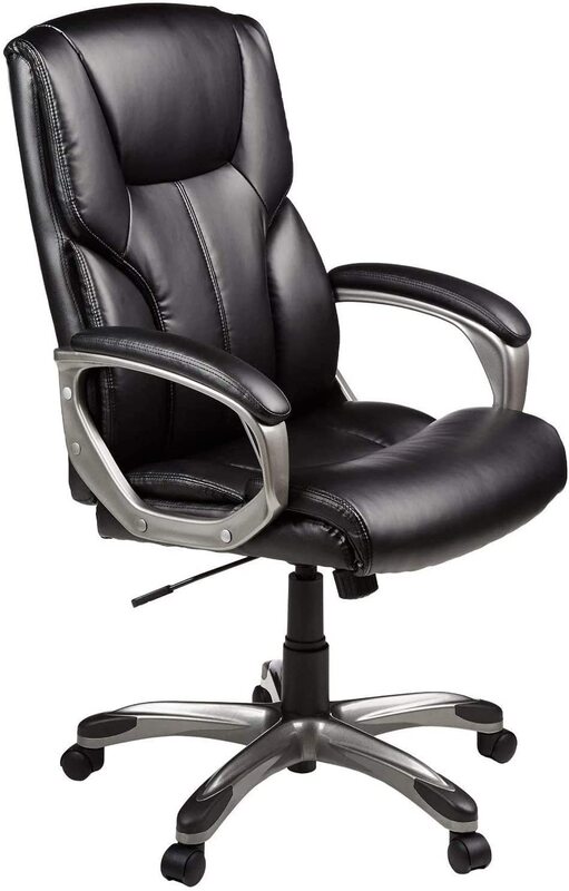 

Mahmayi High-Back Executive Swivel Ergonomic Office Desk Chair with Padded Arms and Smooth Rolling Caster, Black