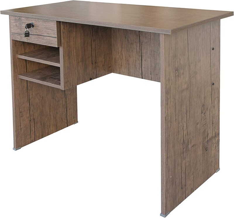 

Mahmayi Solama Office Table with Drawer & Shelves, Brown