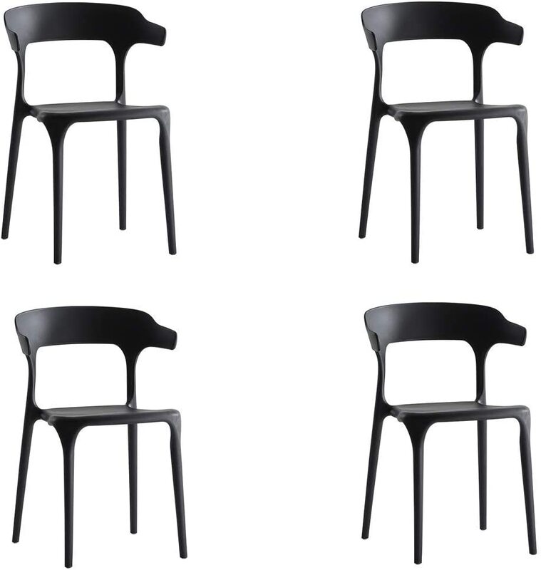 

Mahmayi Full Home Suitable Modern Plastic Dining Chair Set, 4 Pieces, Black